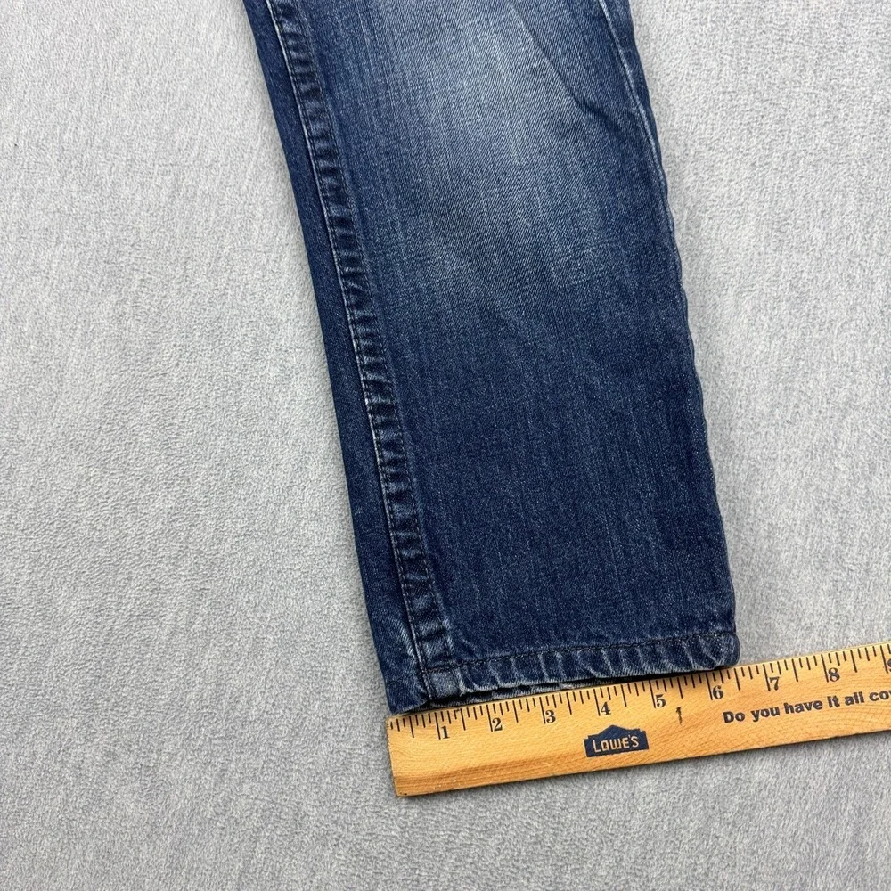 True Religion Jeans Mens 30x26 Blue Denim Skinny Flap Pocket Leather Trim Cotton